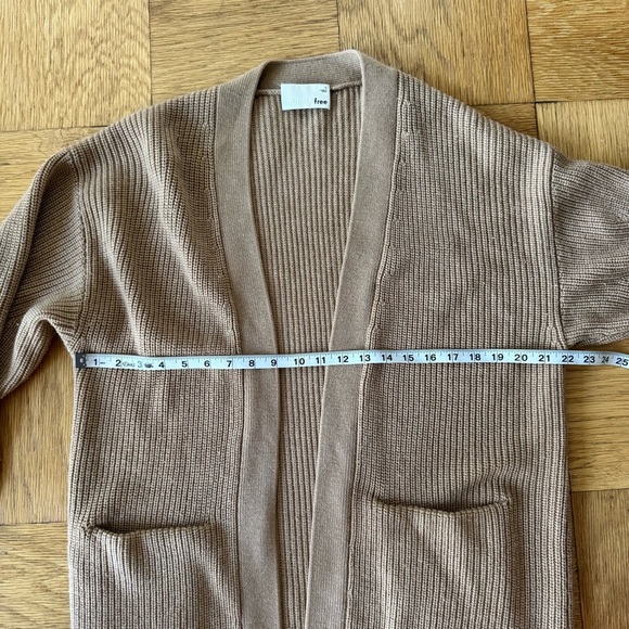 Aritzia Wilfred Free Size Small Rourke Cardigan Sweater Open Knit Ribbed Camel - Picture 6 of 7
